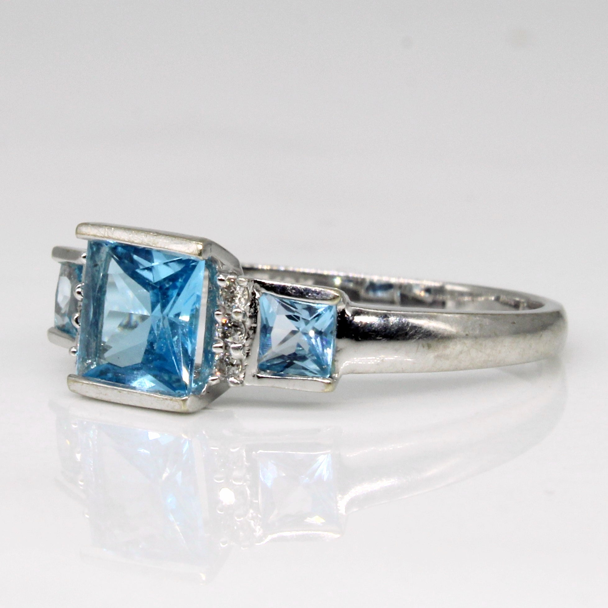 Blue Topaz & Diamond Ring | 1.25ctw, 0.03ctw | SZ 7 |