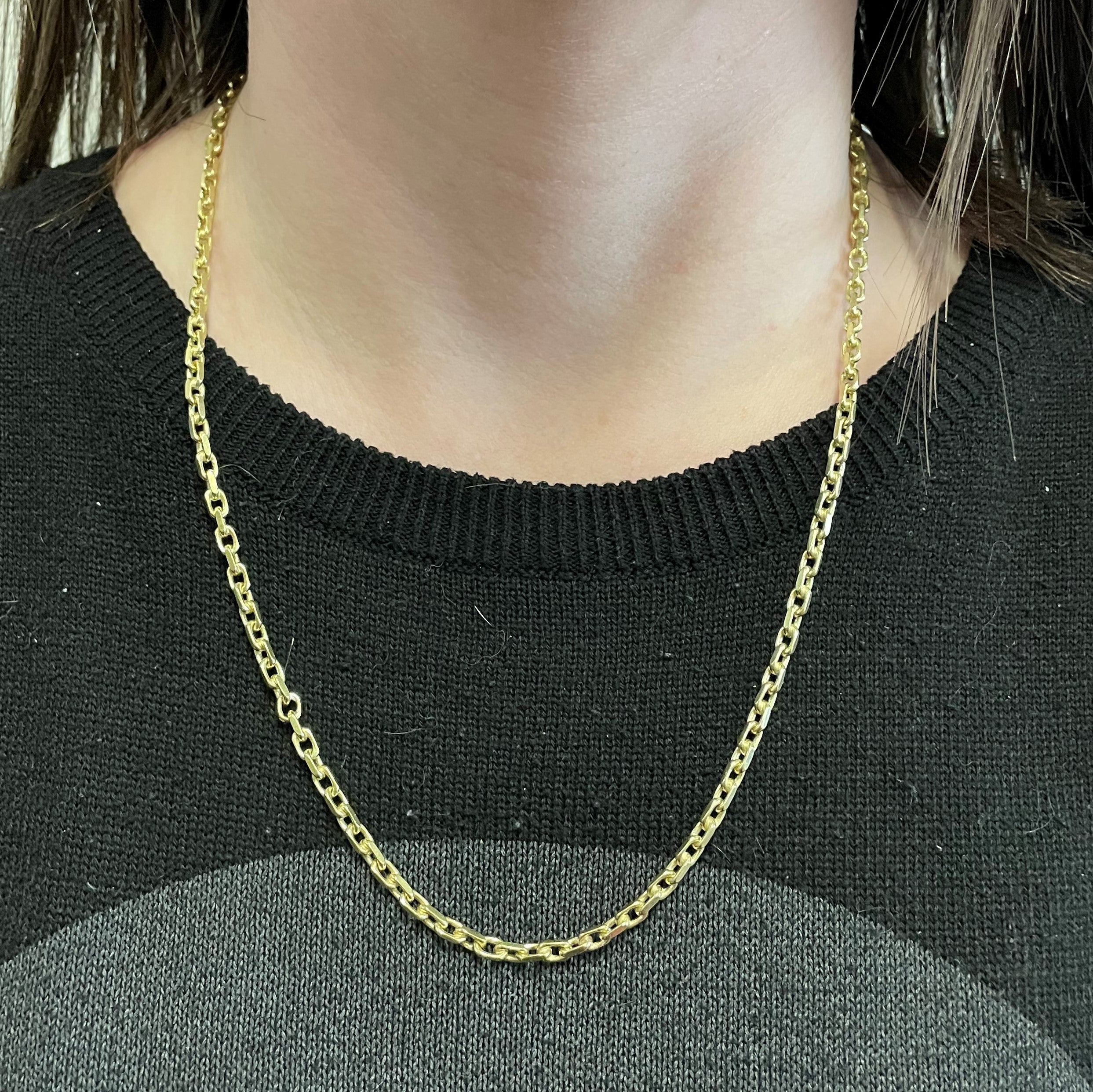 18k Yellow Gold Square Rolo Link Chain | 22" |