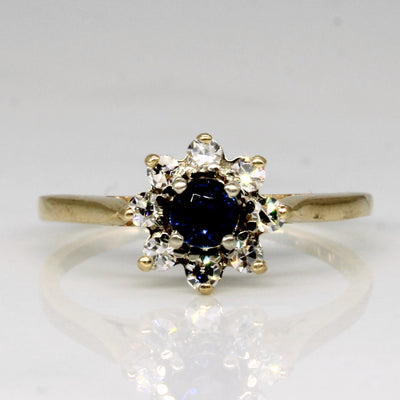 Petite High Set Sapphire & Diamond Ring | 0.17ct, 0.16ctw | SZ 5 |