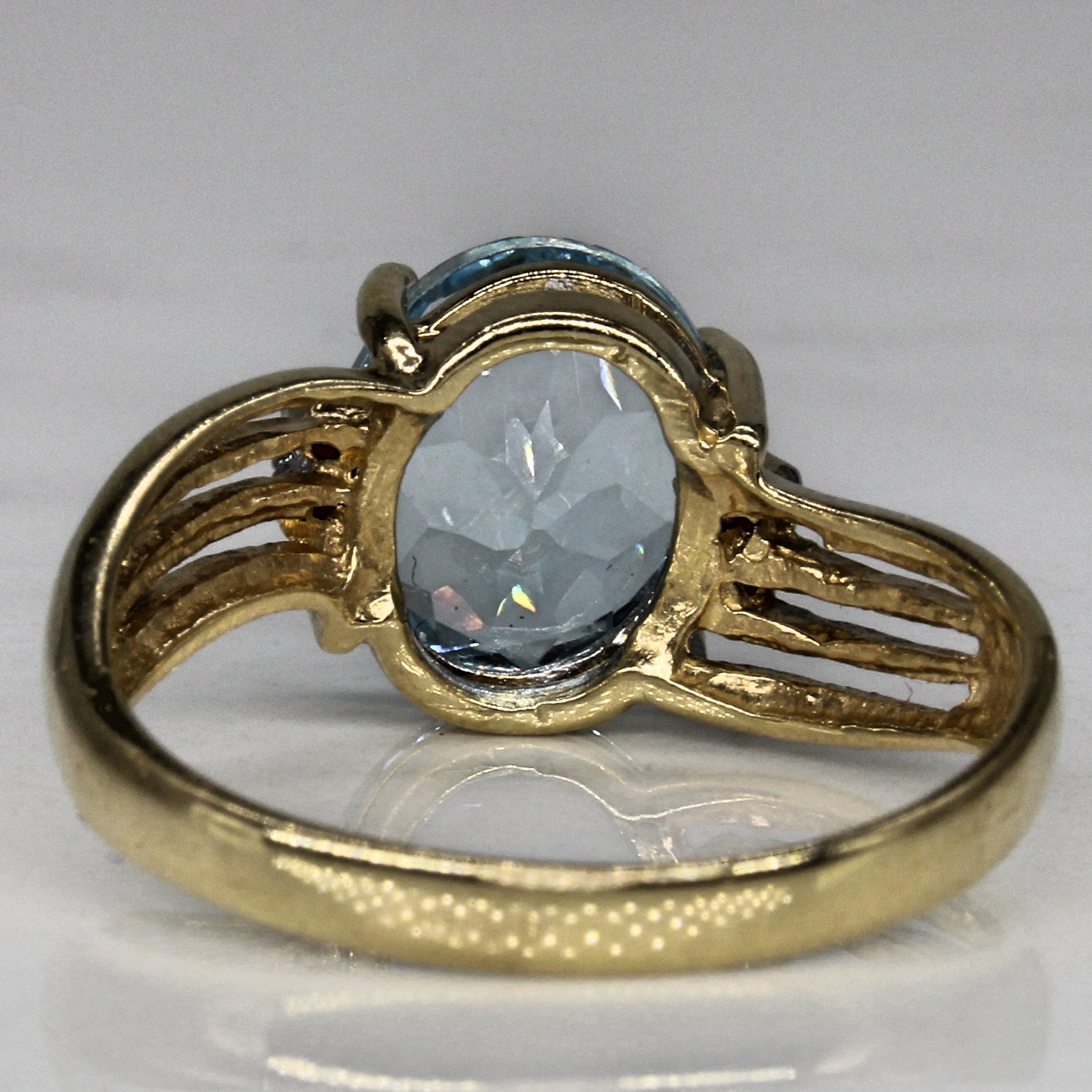 Blue Topaz & Diamond Bypass Ring | 3.70ct, 0.02ctw | SZ 9 |
