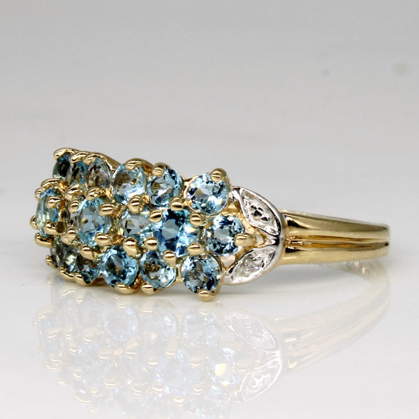 Blue Topaz & Diamond Cluster Ring | 1.26ctw, 0.01ctw | SZ 7 |