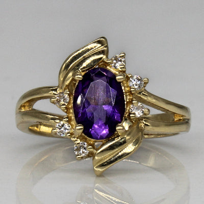 Amethyst & Diamond Cocktail Ring | 0.60ct, 0.06ctw | SZ 4.25 |