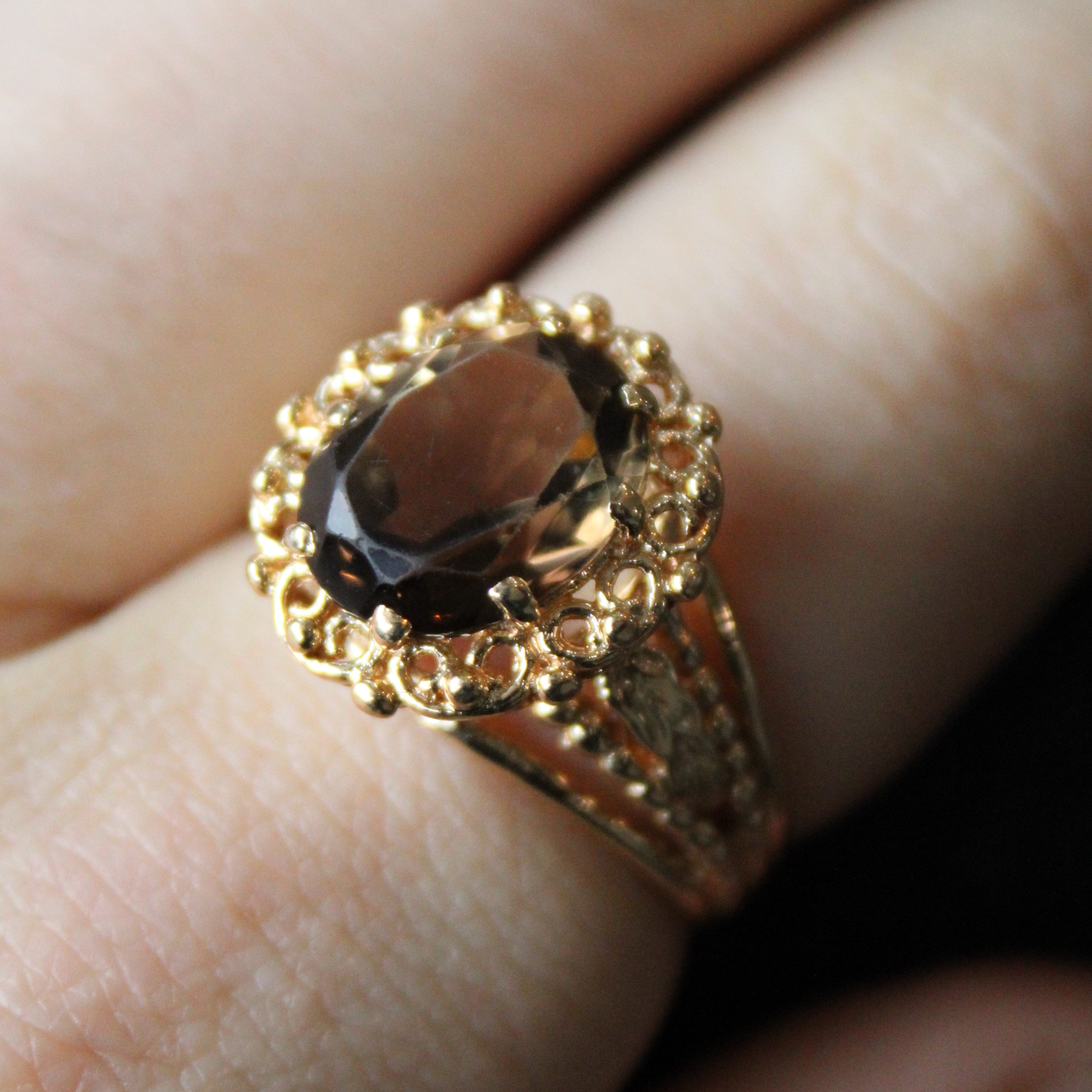 Smoky Quartz Cocktail Ring | 4.36ct | SZ 9.75 |
