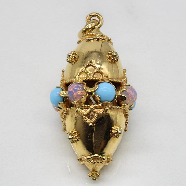 1970s Simulated Opal & Turquoise Pendant | 2.00ctw |