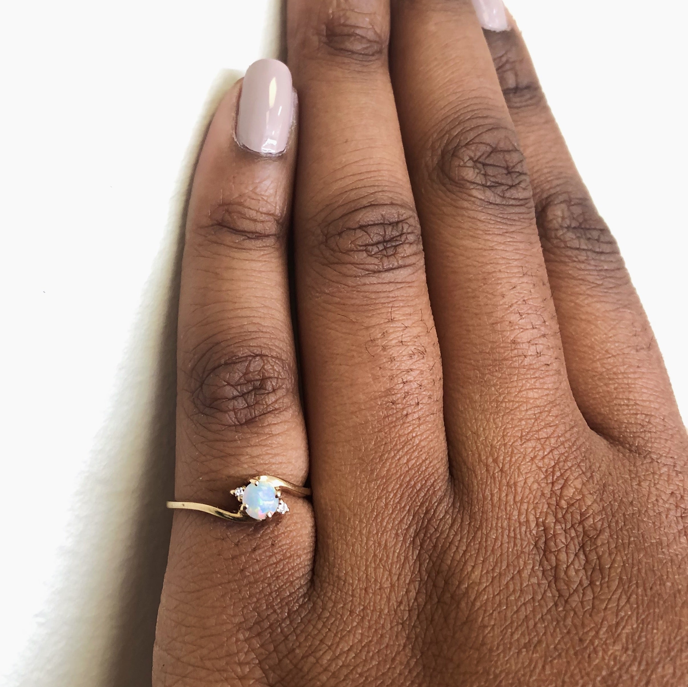 Diamond & Opal Bypass Ring | 0.02ctw | SZ 7 |