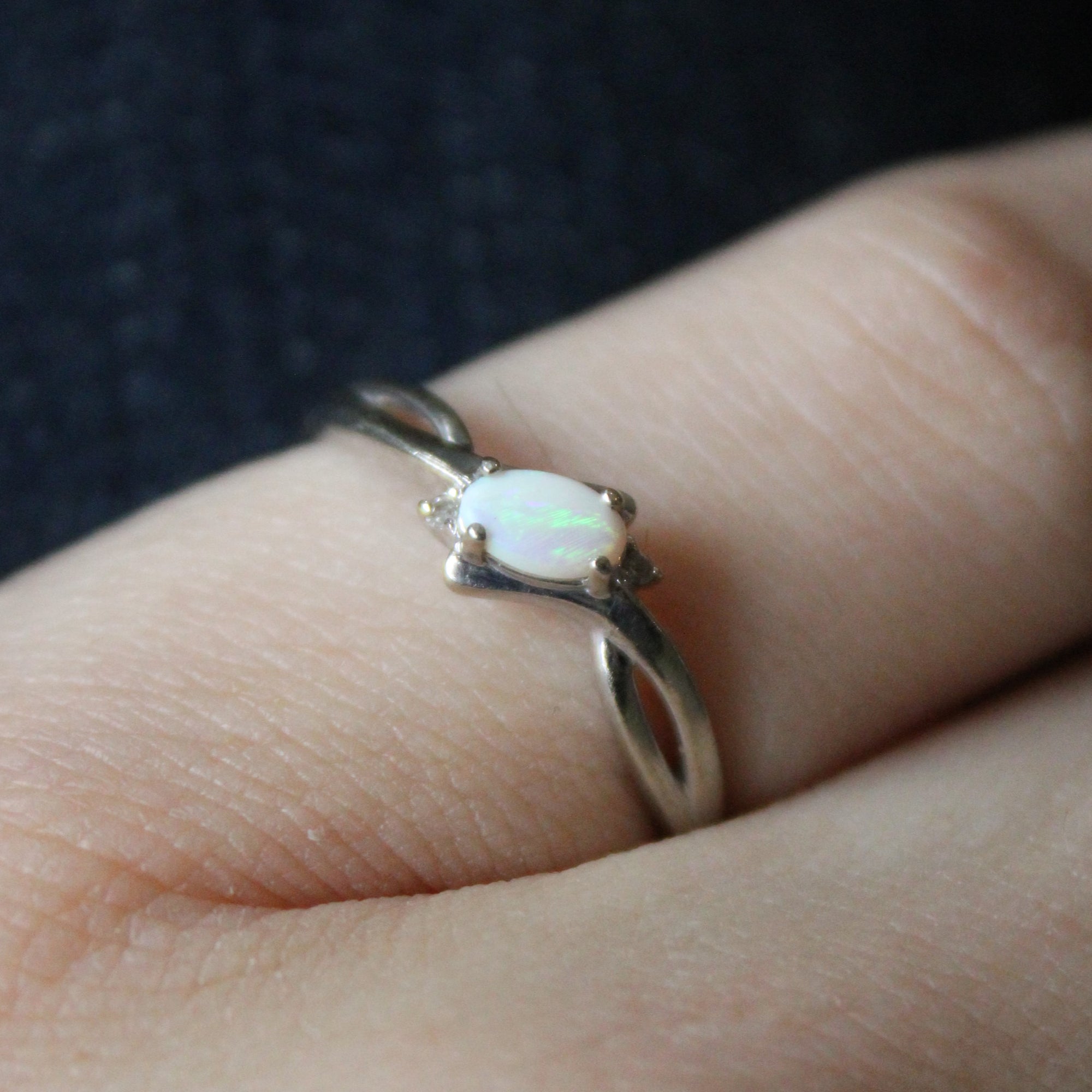 Opal & Diamond Bypass Ring | 0.10ct | SZ 6.5 |
