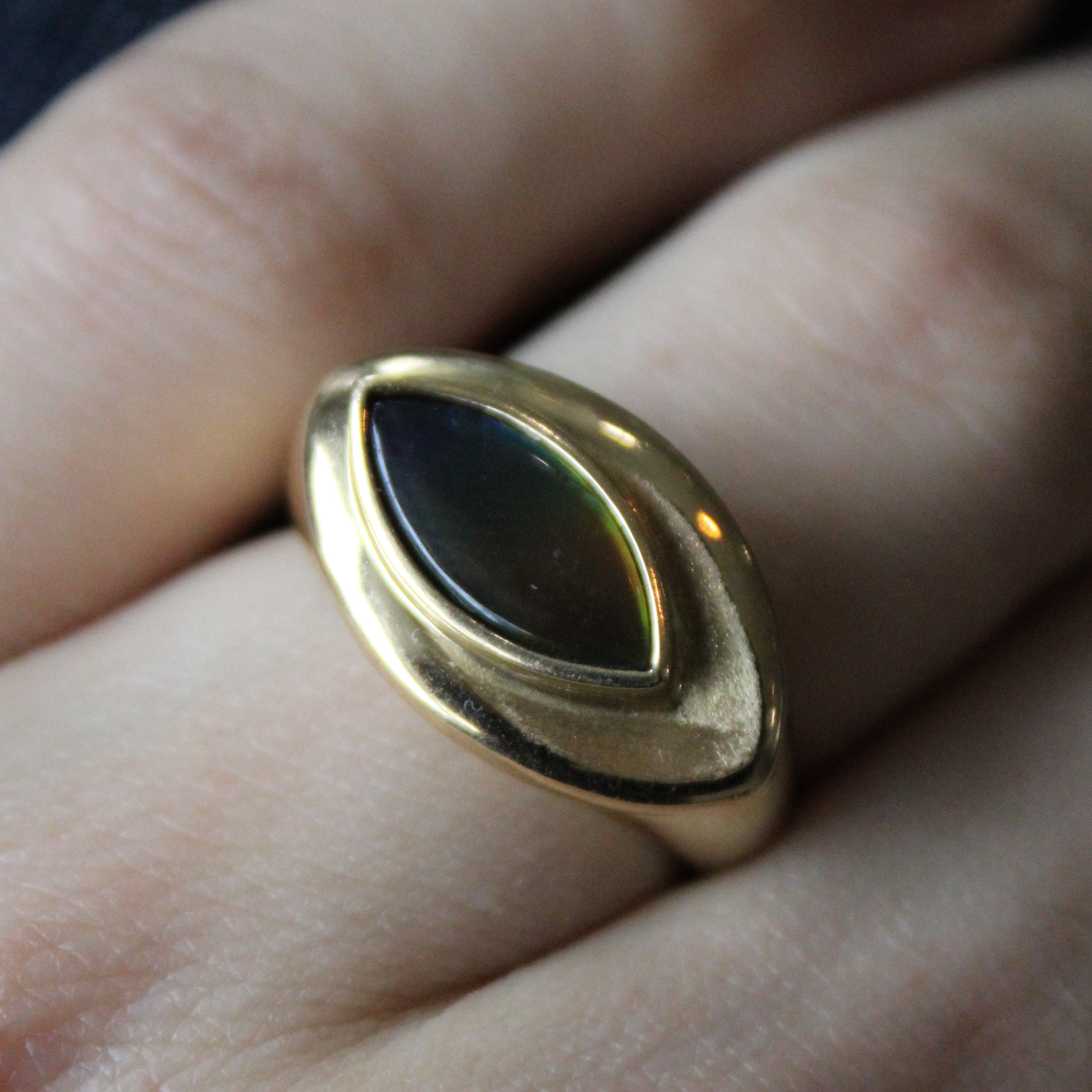Marquise Cabochon Ammolite Cocktail Ring | 1.20ct | SZ 7.75 |