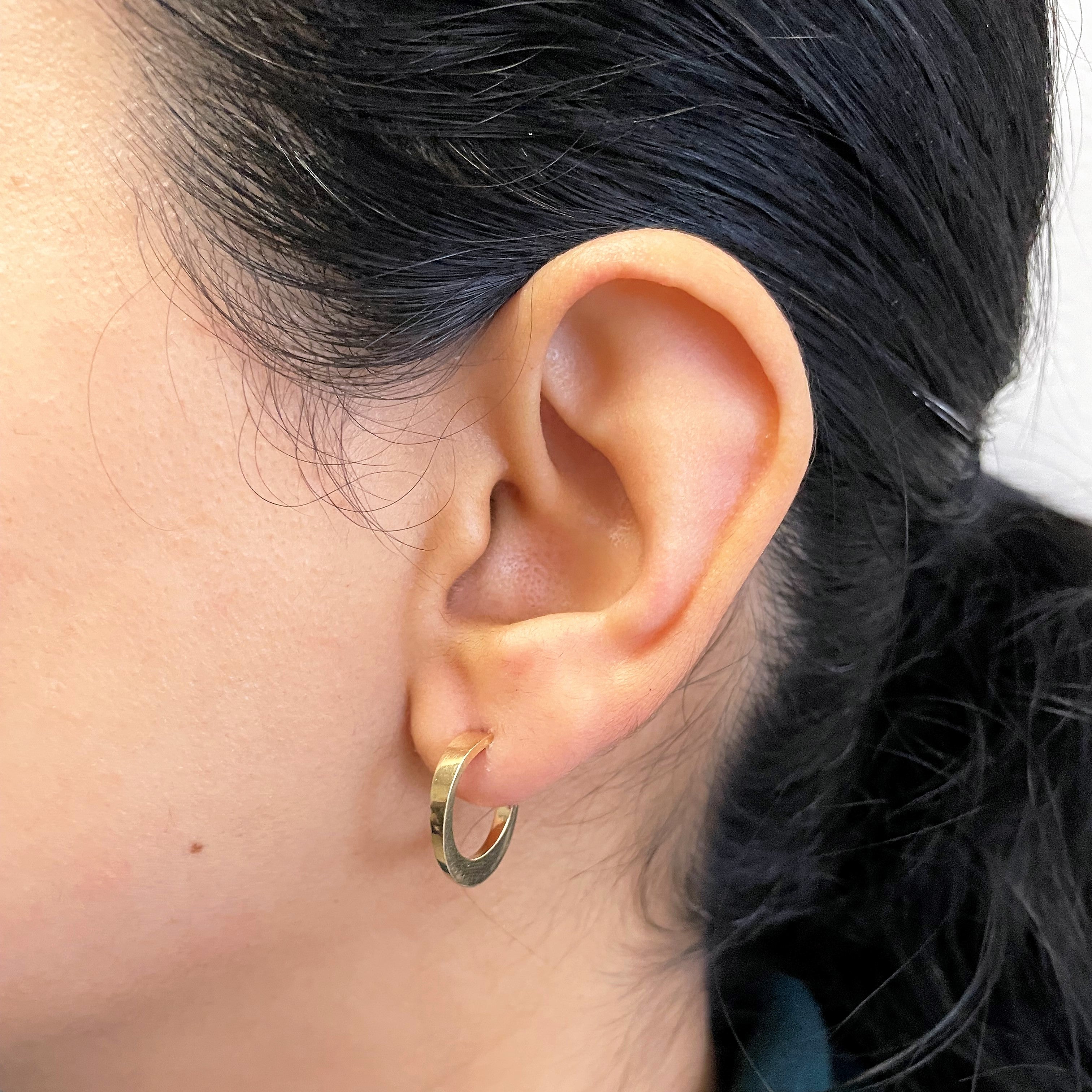 Yellow Gold Semi Hoop Earrings |