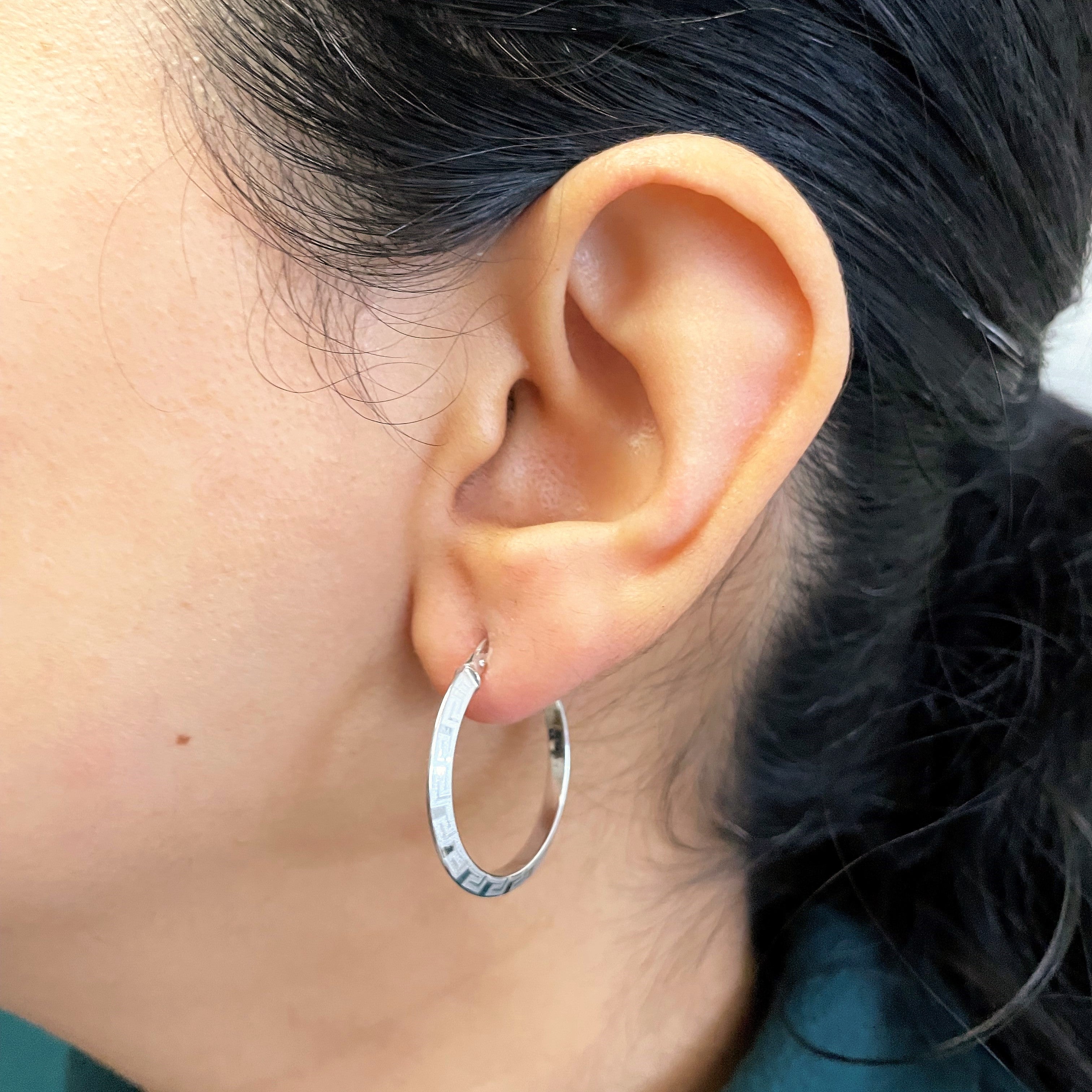 Geometric Patterned Hoop Earrings |