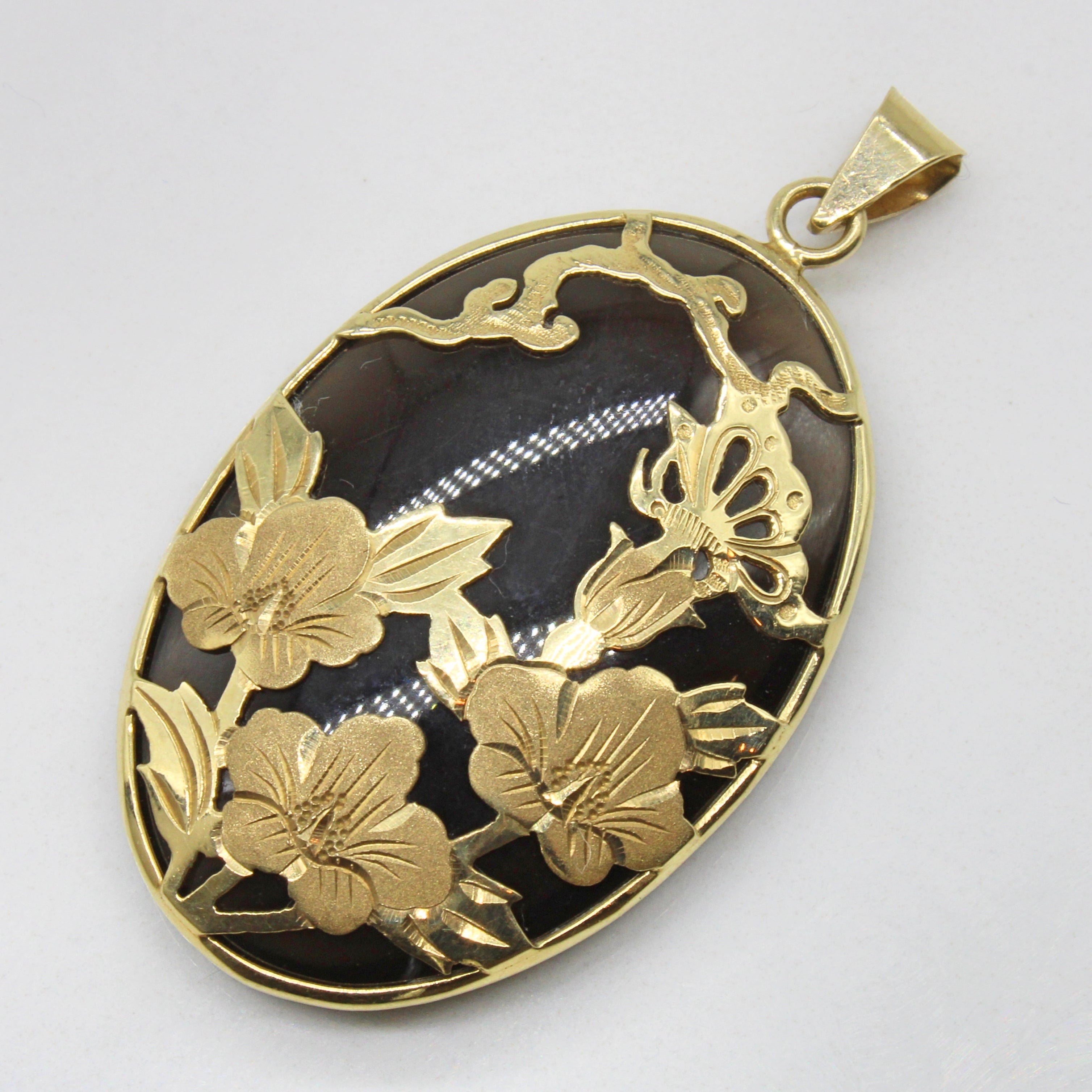 Floral Smoky Quartz Cabochon Pendant | 26.40ct |
