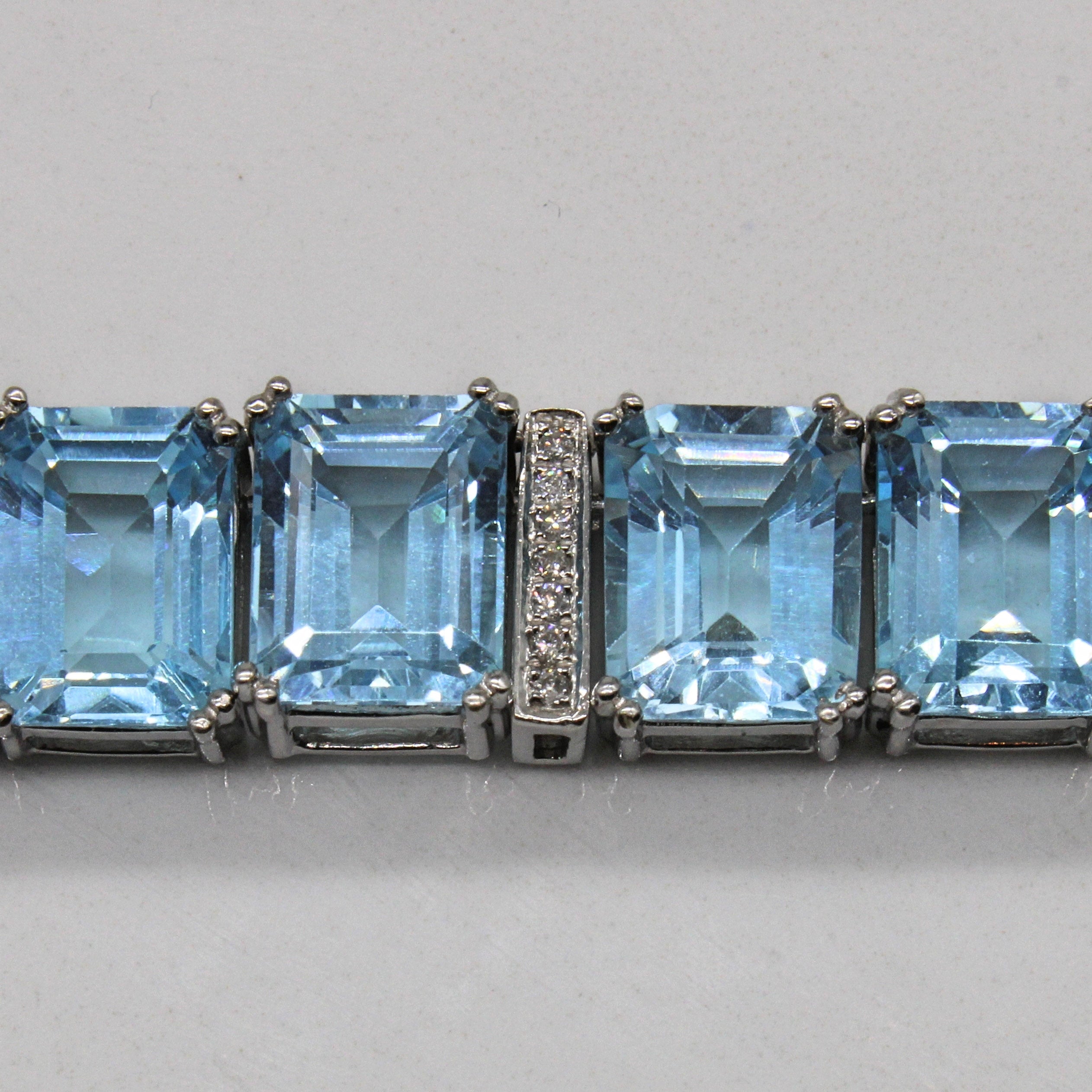 Blue Topaz & Diamond Eternity Necklace | 133.95ctw, 0.21ctw | 17.5" |
