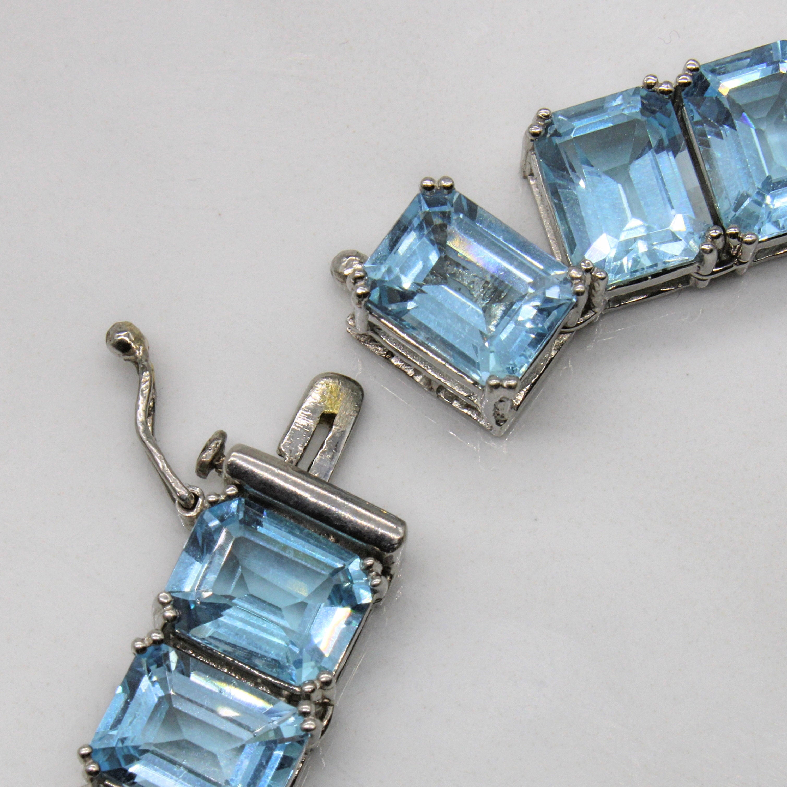 Blue Topaz & Diamond Eternity Necklace | 133.95ctw, 0.21ctw | 17.5" |