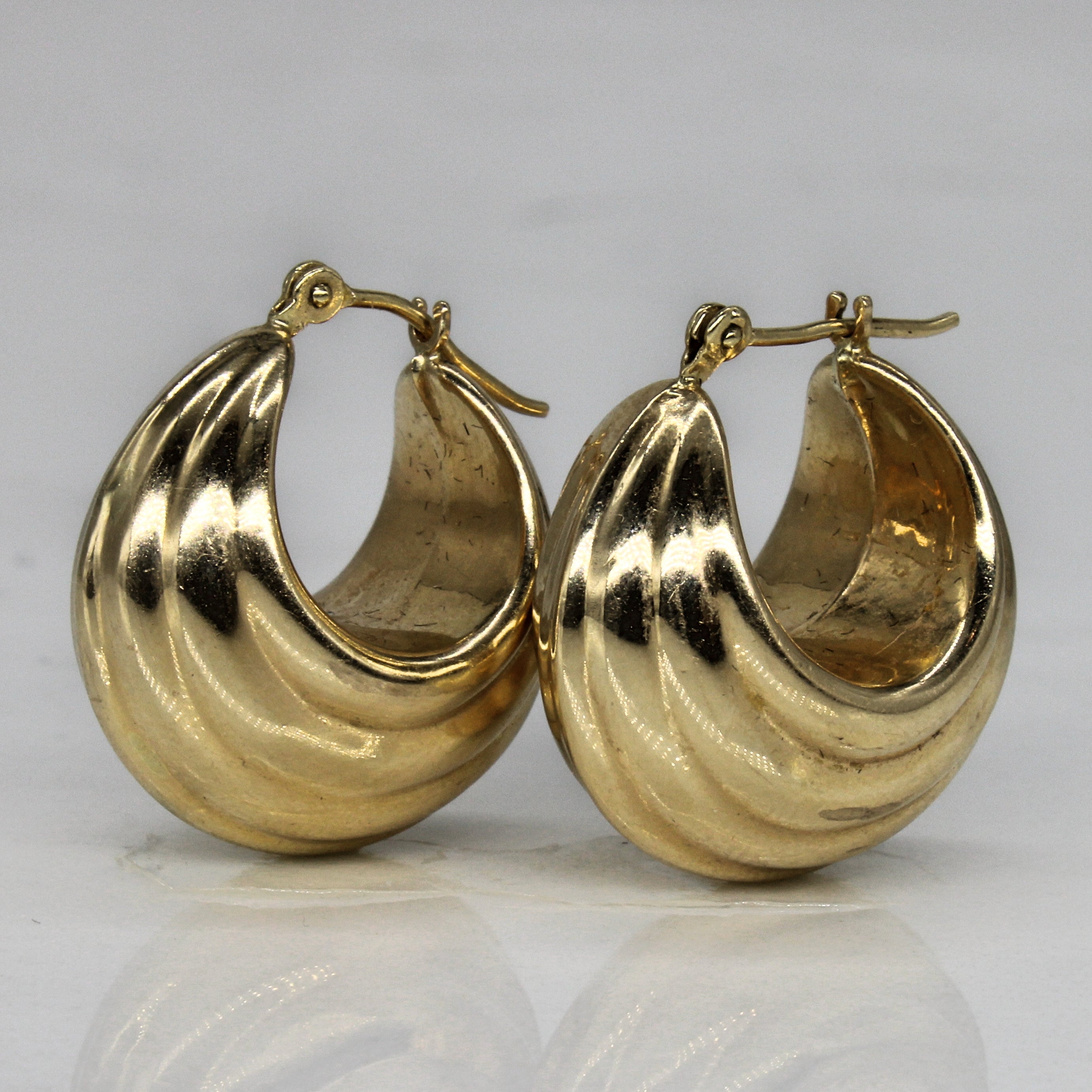 Yellow Gold Rivetted Hoop Earrings |