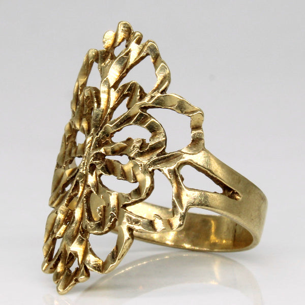 Yellow Gold Open Work Floral Ring | SZ 4.25 |