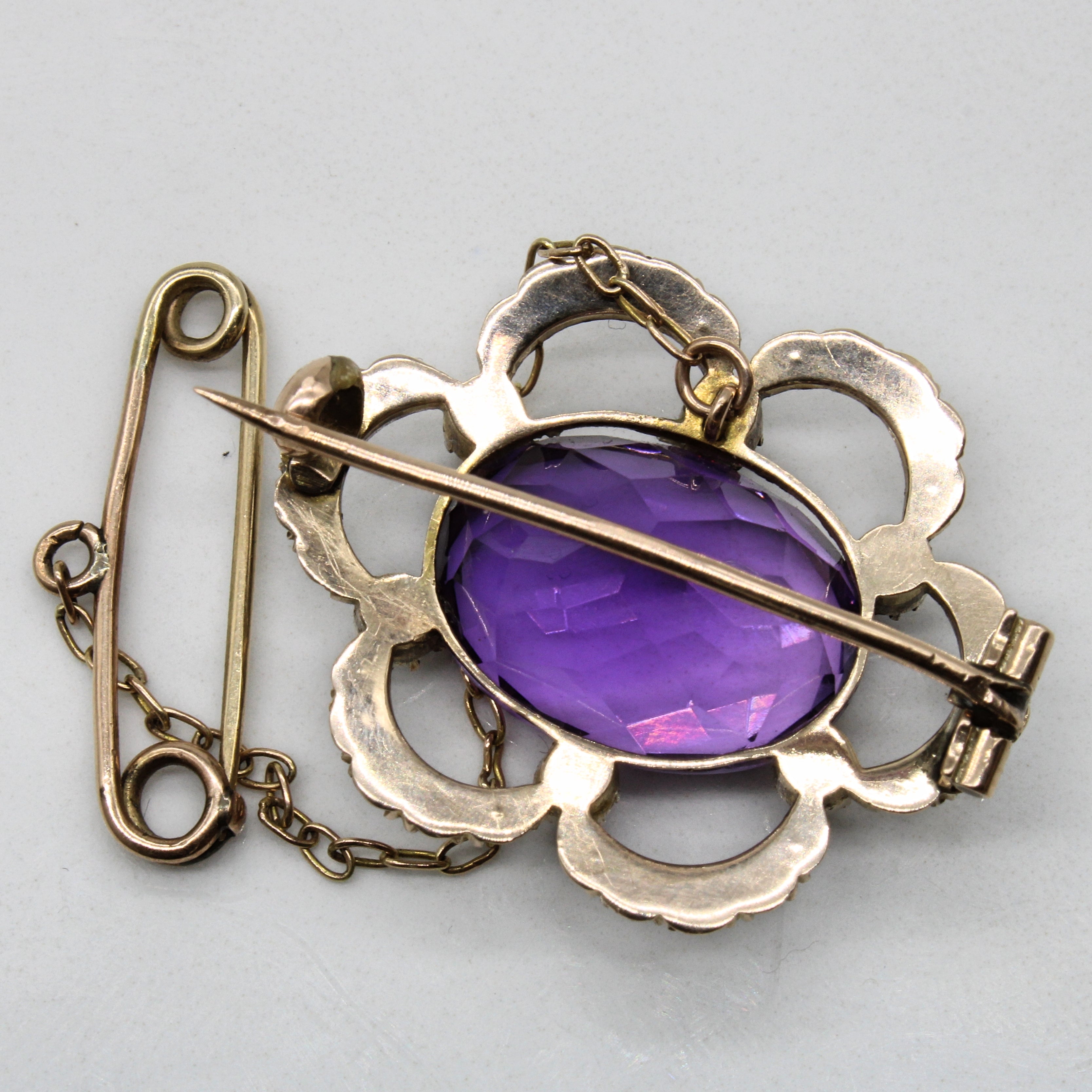 Edwardian Amethyst & Pearl Cloak Clasp | 7.85ct |