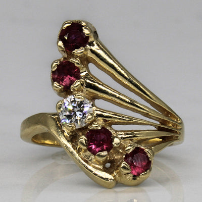 Ruby & Diamond Abstract Ring | 0.68ctw, 0.25ct | SZ 7.25 |