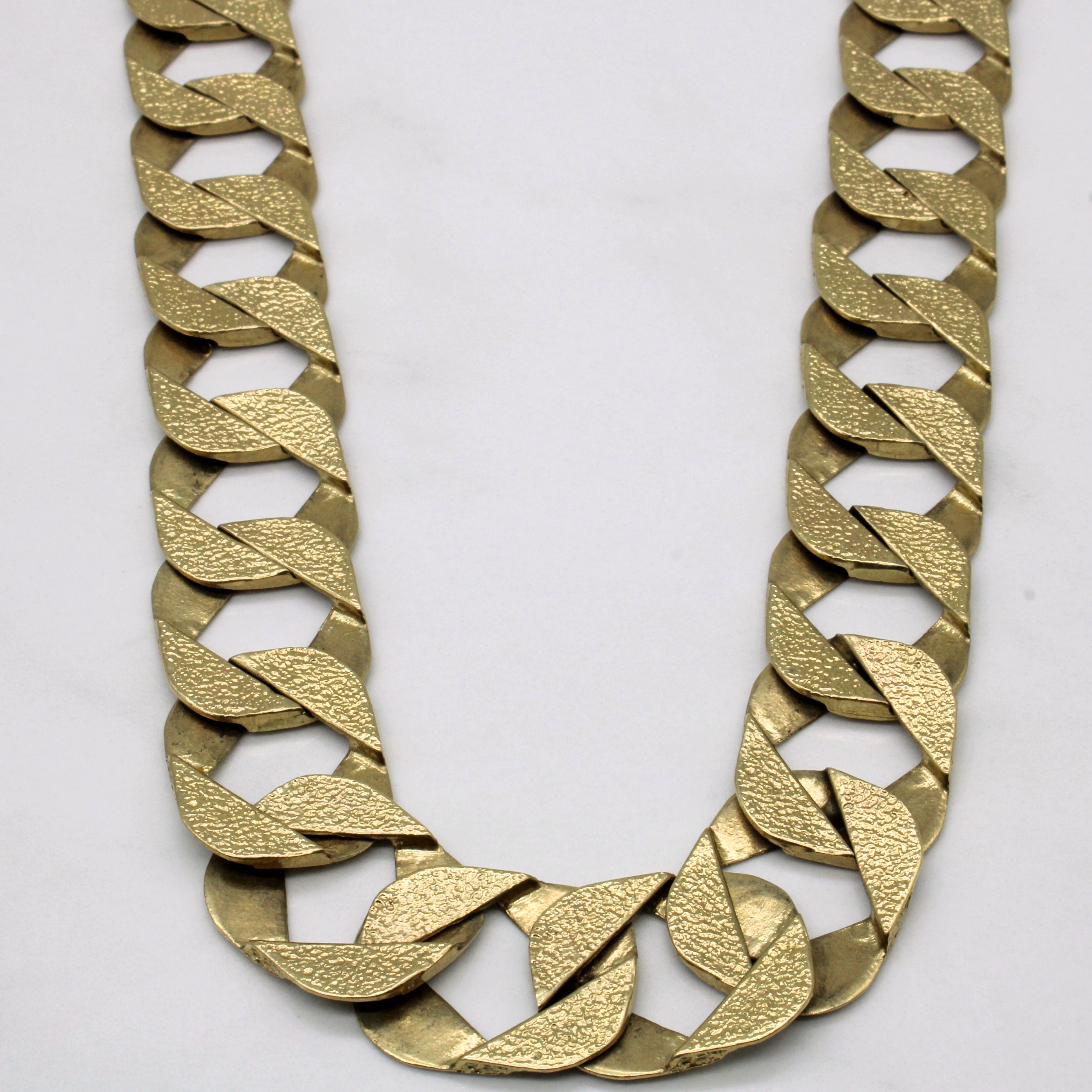 10k Yellow Gold Hammered Cuban Chain | 29" |