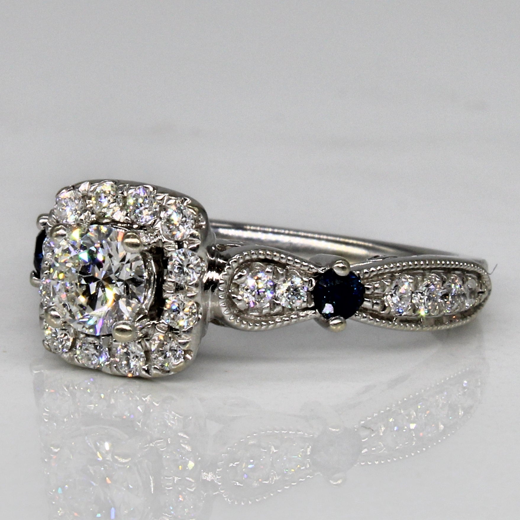 'Vera Wang' Diamond & Sapphire Love Collection Engagement Ring | 0.74ctw, 0.15ctw | SZ 4.75 |