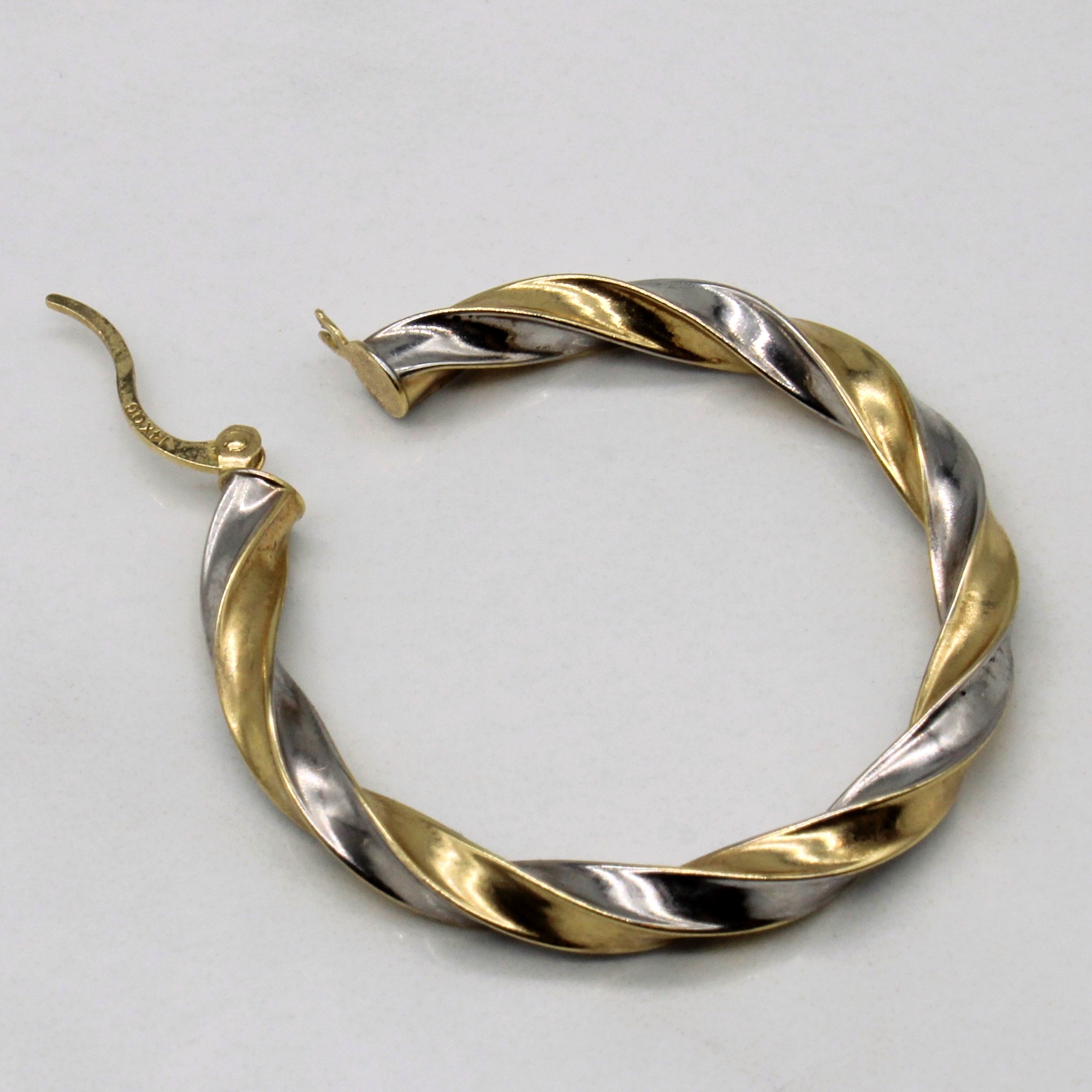 Two Tone Gold Twist Hoop Earrings |