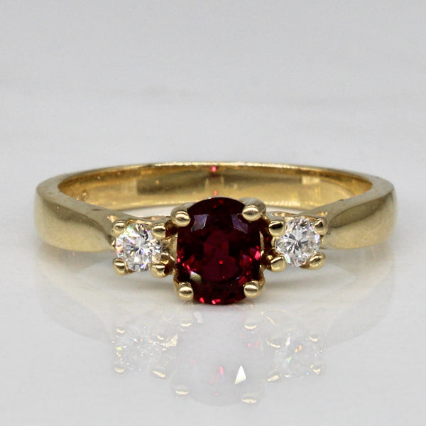 Ruby & Diamond Three Stone Ring | 0.60ct, 0.11ctw | SZ 6.25 |