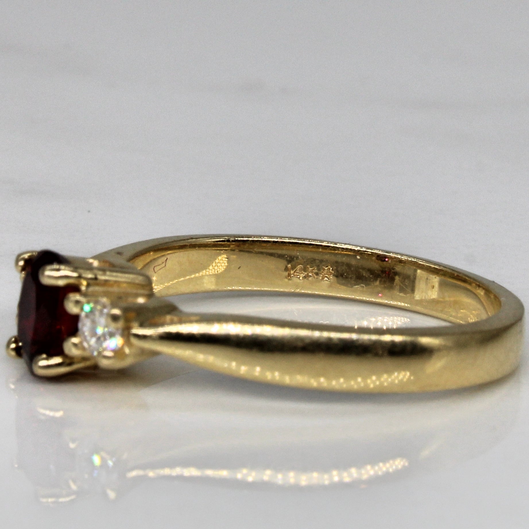 Ruby & Diamond Three Stone Ring | 0.60ct, 0.11ctw | SZ 6.25 |