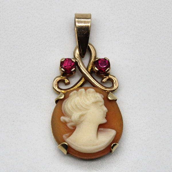 Seashell & Synthetic Ruby Cameo Pendant | 2.00ct, 0.20ctw |