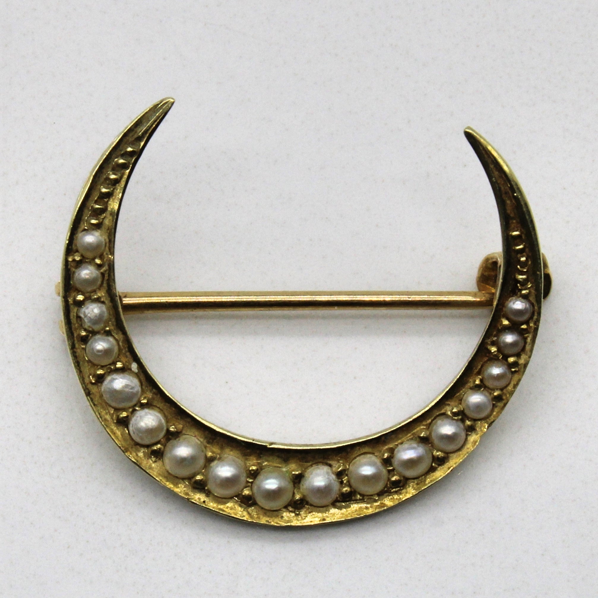 Seed Pearl Crescent Moon Pin