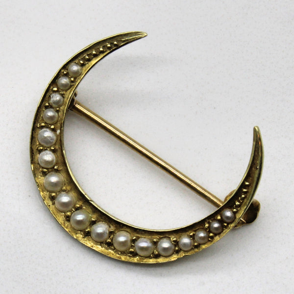 Seed Pearl Crescent Moon Pin