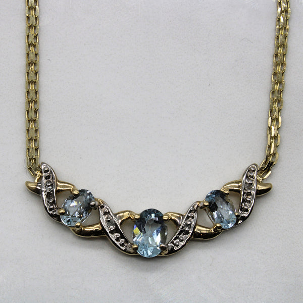 Aquamarine & Diamond Bar Necklace | 1.10ctw, 0.02ctw | 19