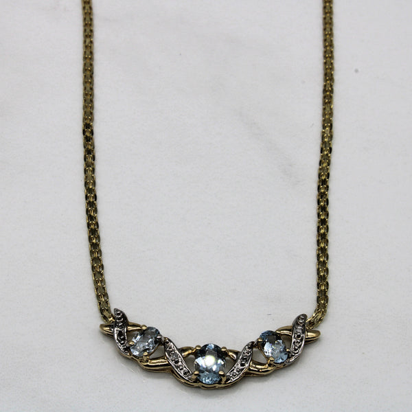 Aquamarine & Diamond Bar Necklace | 1.10ctw, 0.02ctw | 19