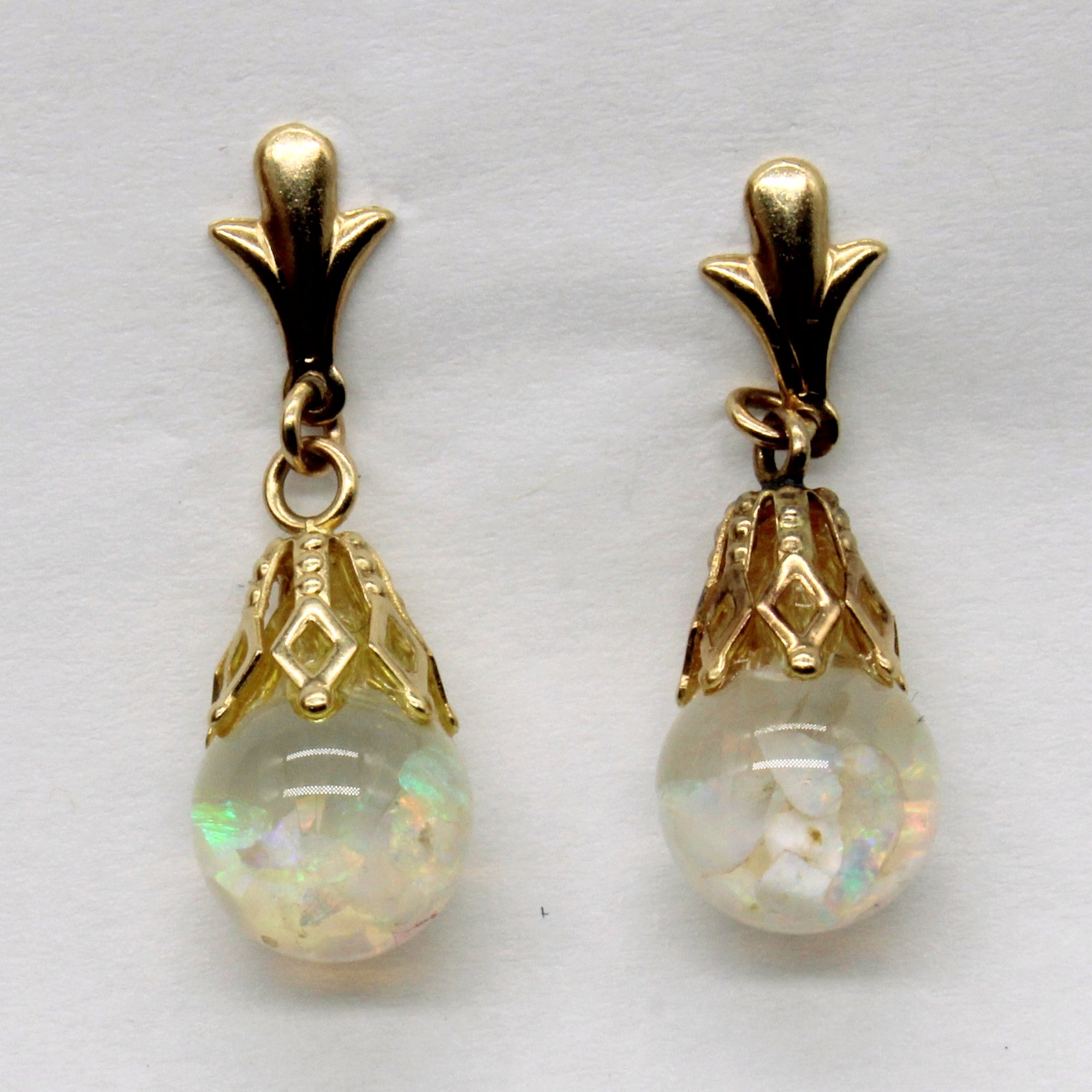 Opal Bead Drop Earrings |