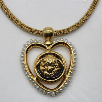 Pearl Halo Cherub Heart Necklace | 17