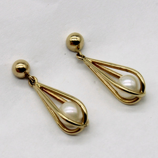 Caged Pearl Drop Earrings |