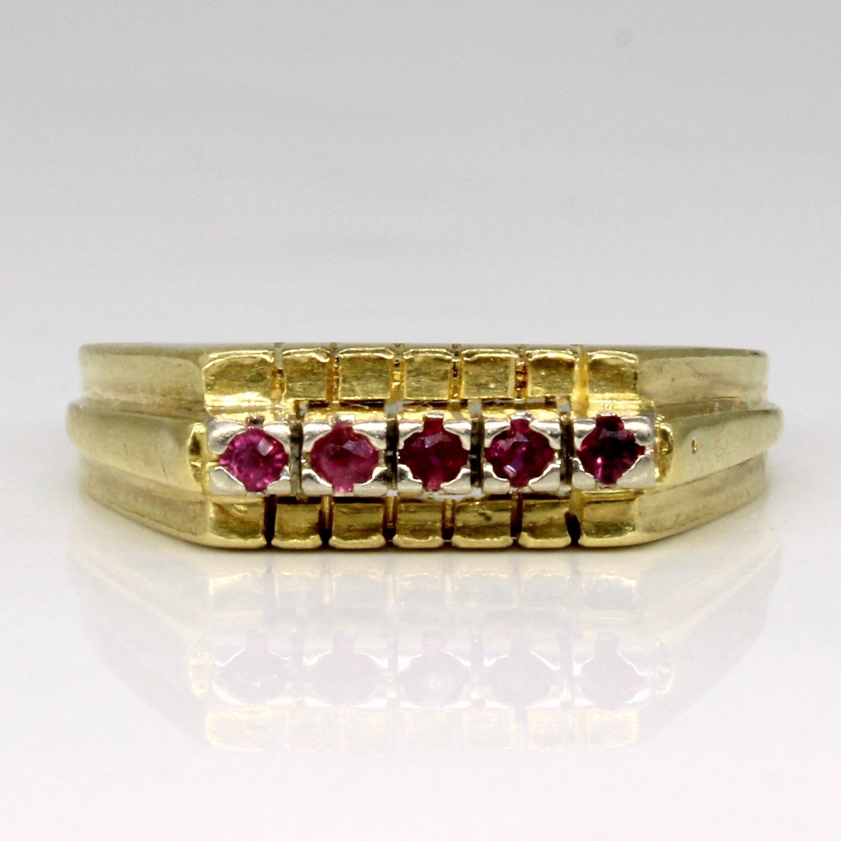 Bague cinq rubis | 0,08 ct | Taille 6,5 | 