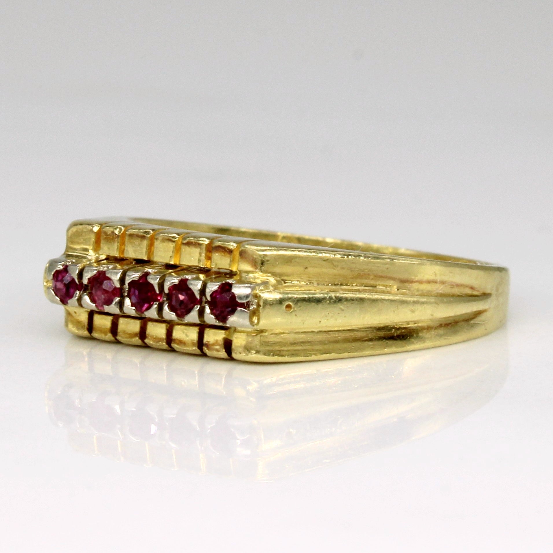 Bague cinq rubis | 0,08 ct | Taille 6,5 | 