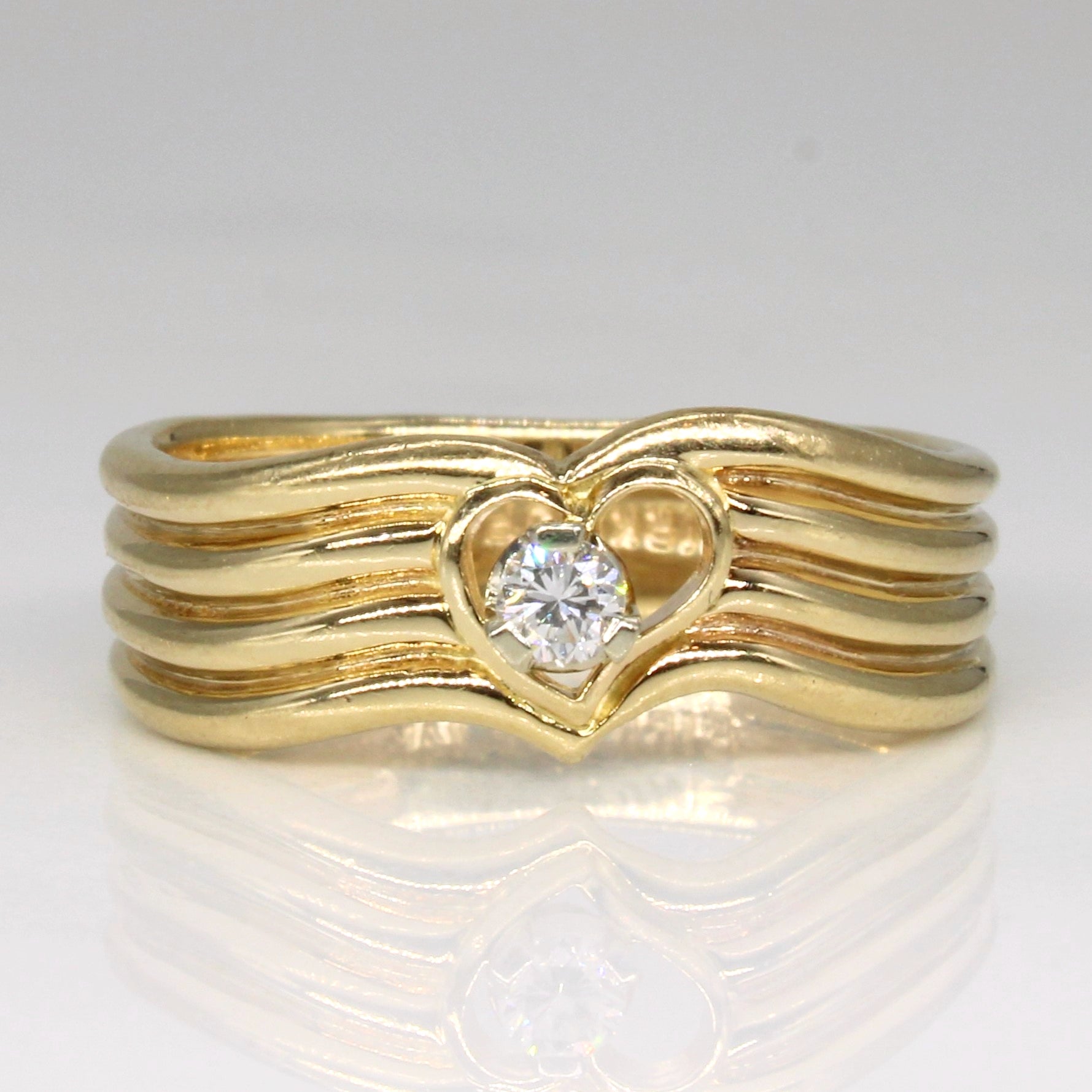 Bague cœur en diamant « Birks » | 0,07 ct | Taille 6,5 | 