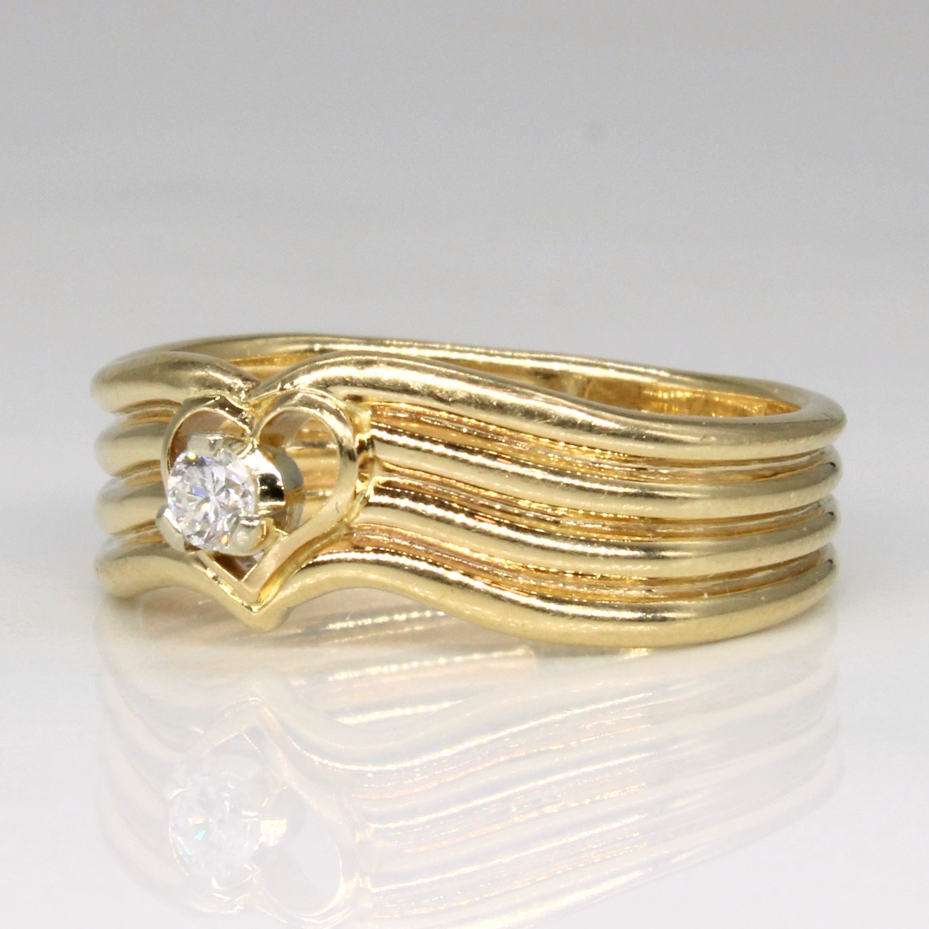 Bague cœur en diamant « Birks » | 0,07 ct | Taille 6,5 | 
