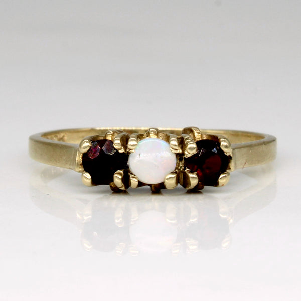 Garnet & Opal Three Stone Ring | 0.22ctw, 0.08ct | SZ 5.75 |