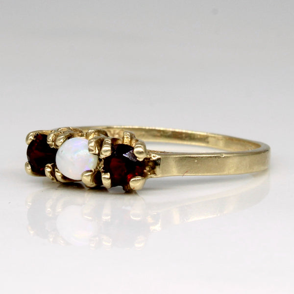 Garnet & Opal Three Stone Ring | 0.22ctw, 0.08ct | SZ 5.75 |
