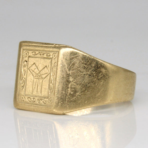 Birks' Mid Century Engraved Signet Ring | SZ 9.25 |