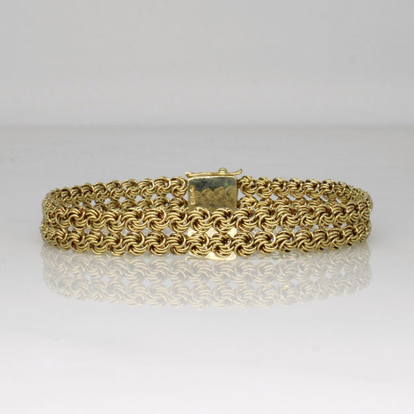 Yellow Gold Parallel Rope Chain Bracelet | 7