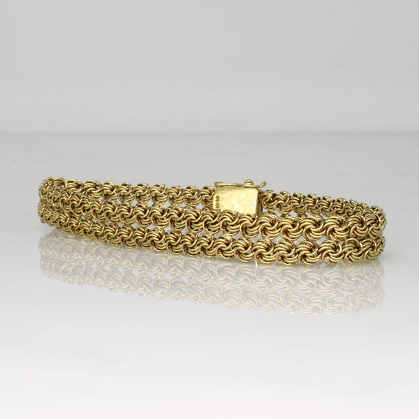 Yellow Gold Parallel Rope Chain Bracelet | 7