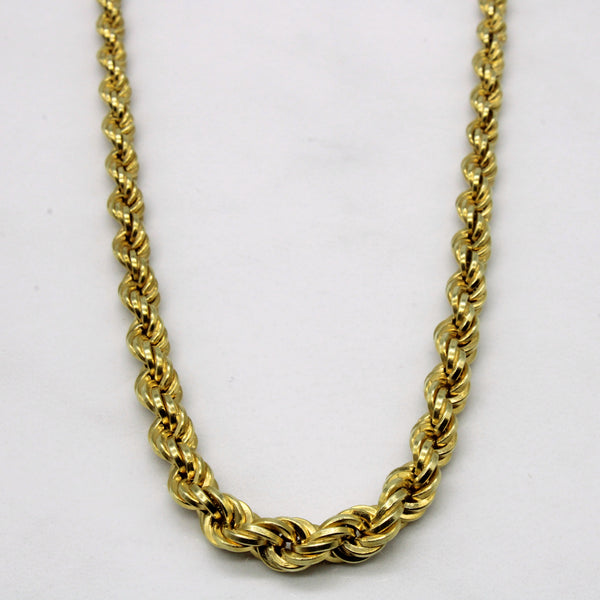 14k Yellow Gold Graduated Rope Chain | 15