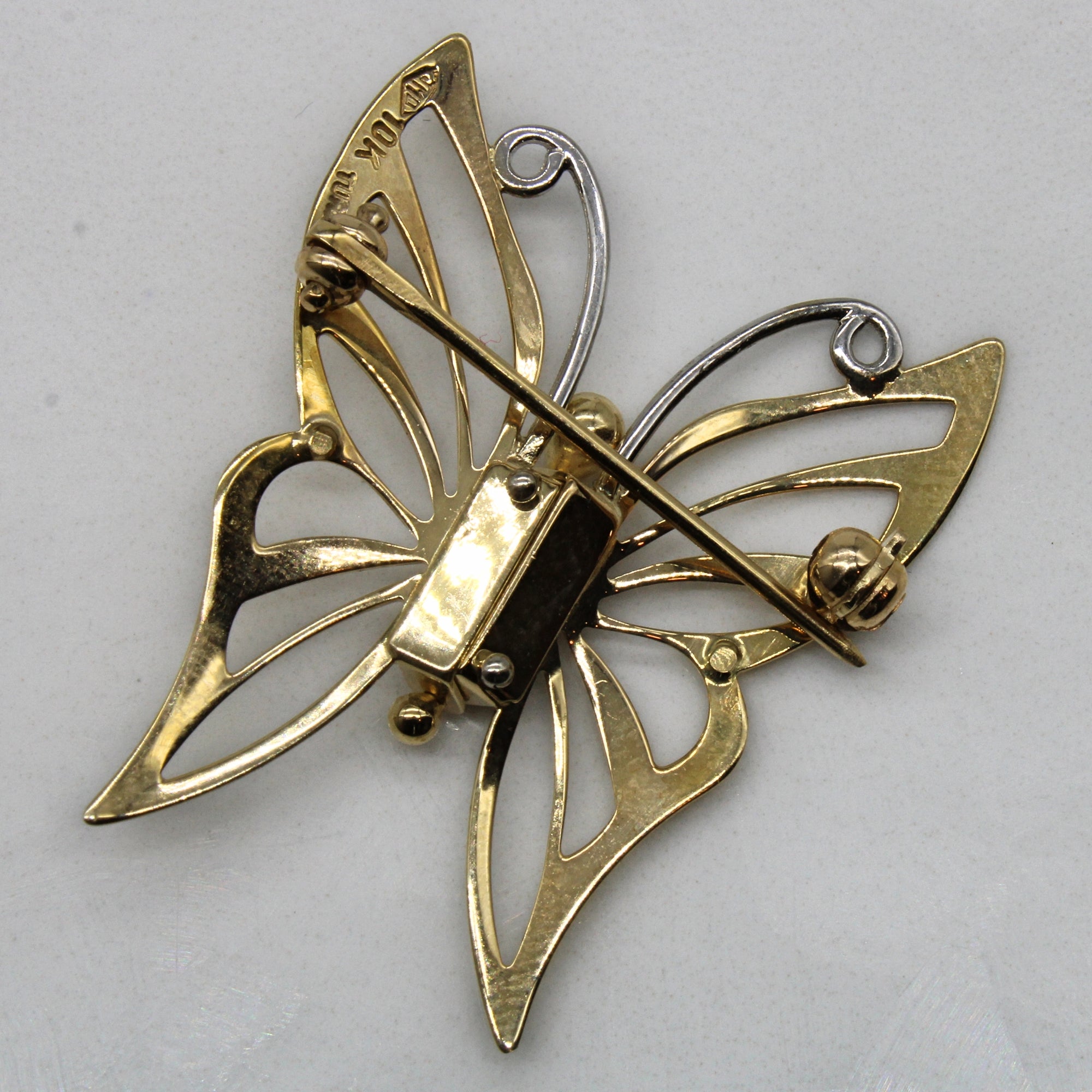 Duo Tone Gold Butterfly Brooch