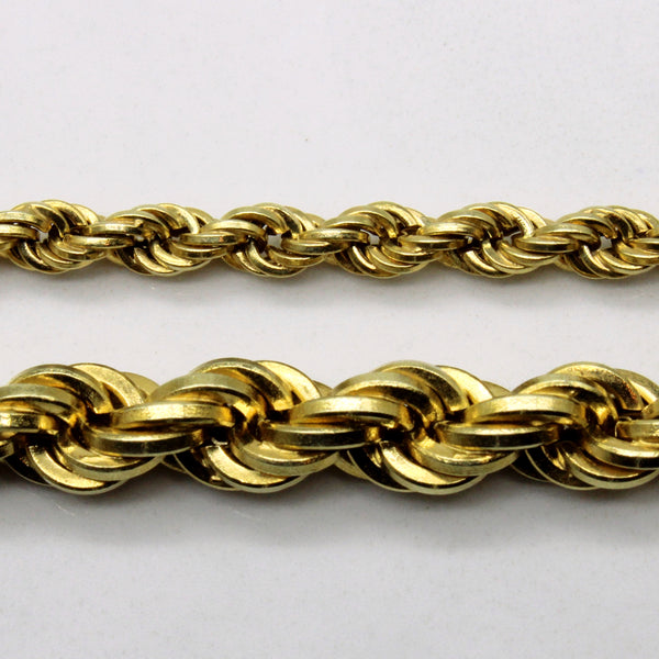 14k Yellow Gold Graduated Rope Chain | 15