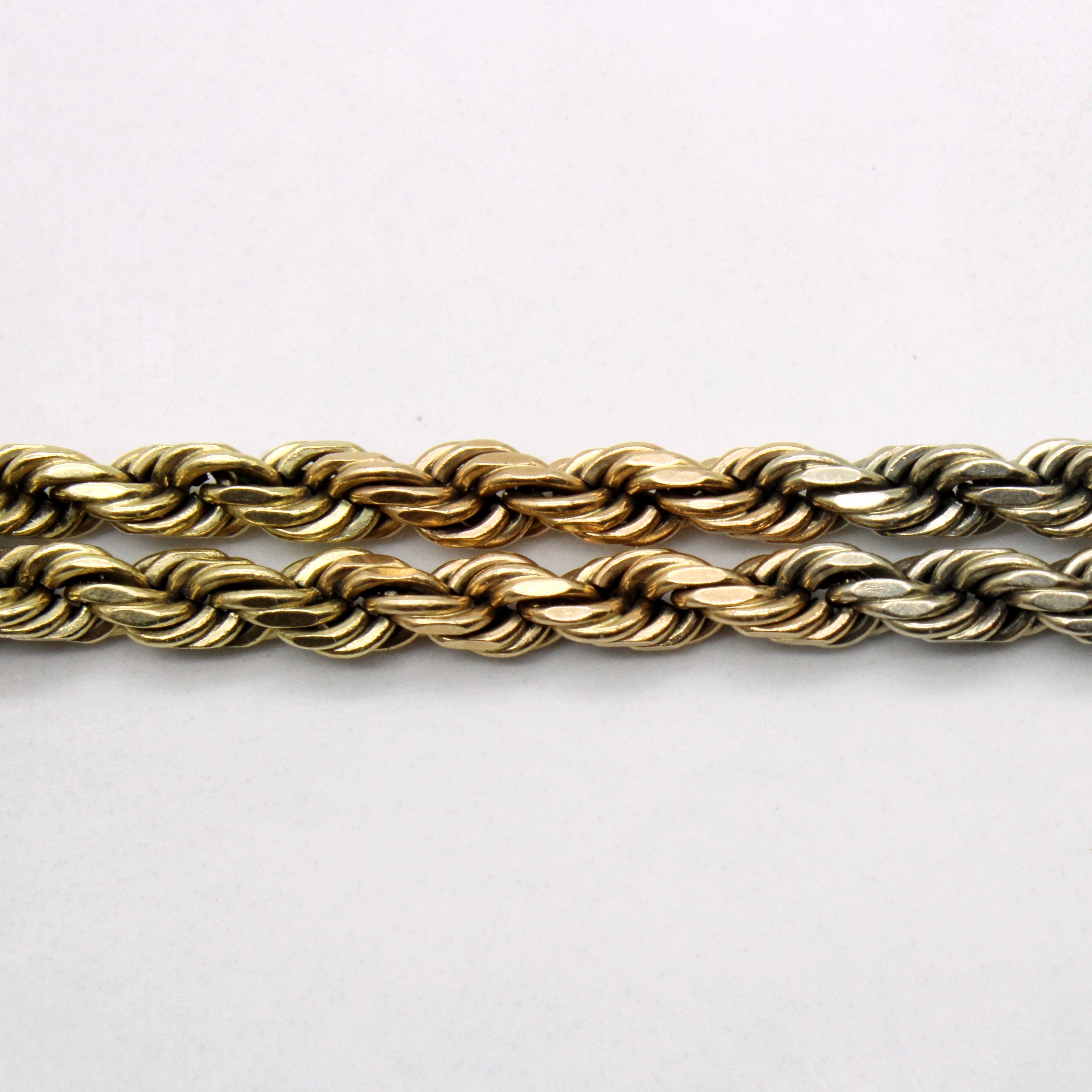 Tri Tone Gold Rope Chain Bracelet | 8" |