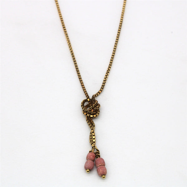 Knotted Coral Lariat Necklace | 1.00ctw | 16