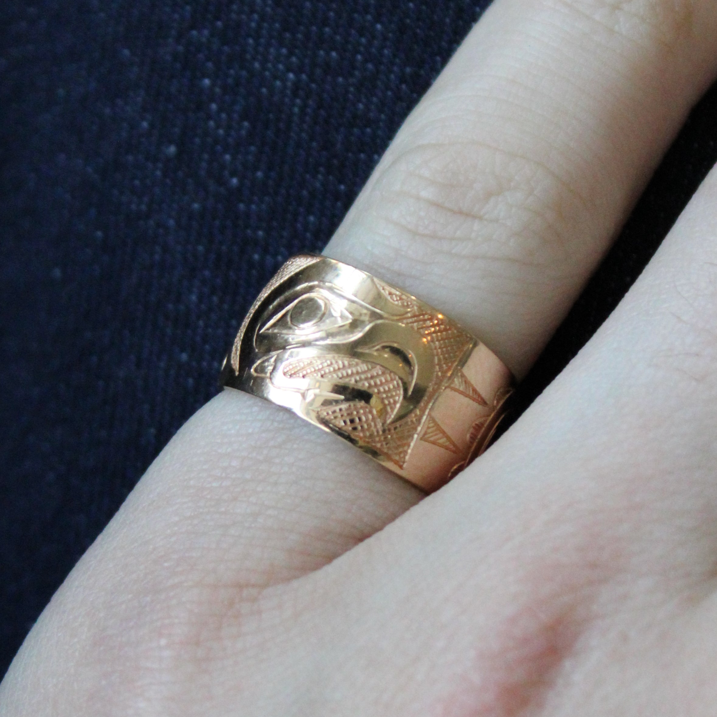 14k Yellow Gold Indigenous Eagle Art Ring | SZ 6 |