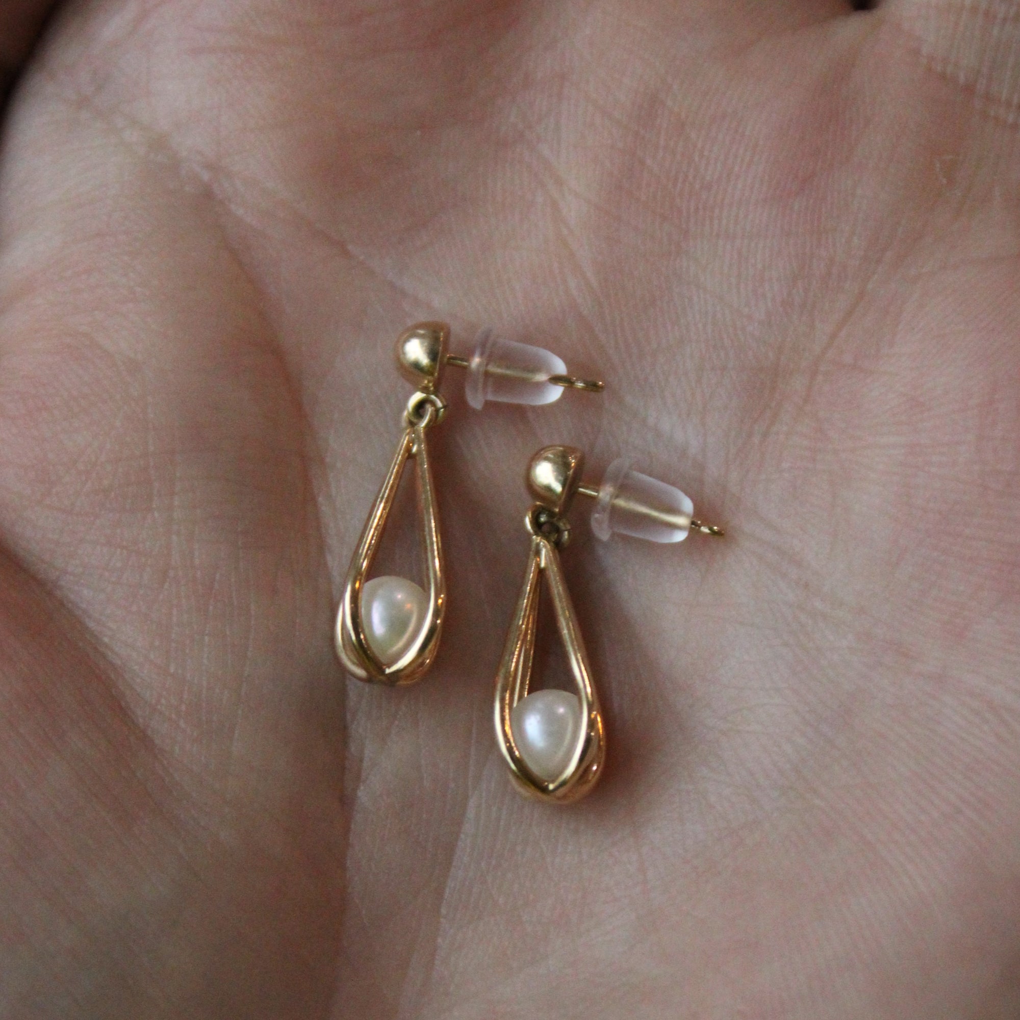 Caged Pearl Drop Earrings |