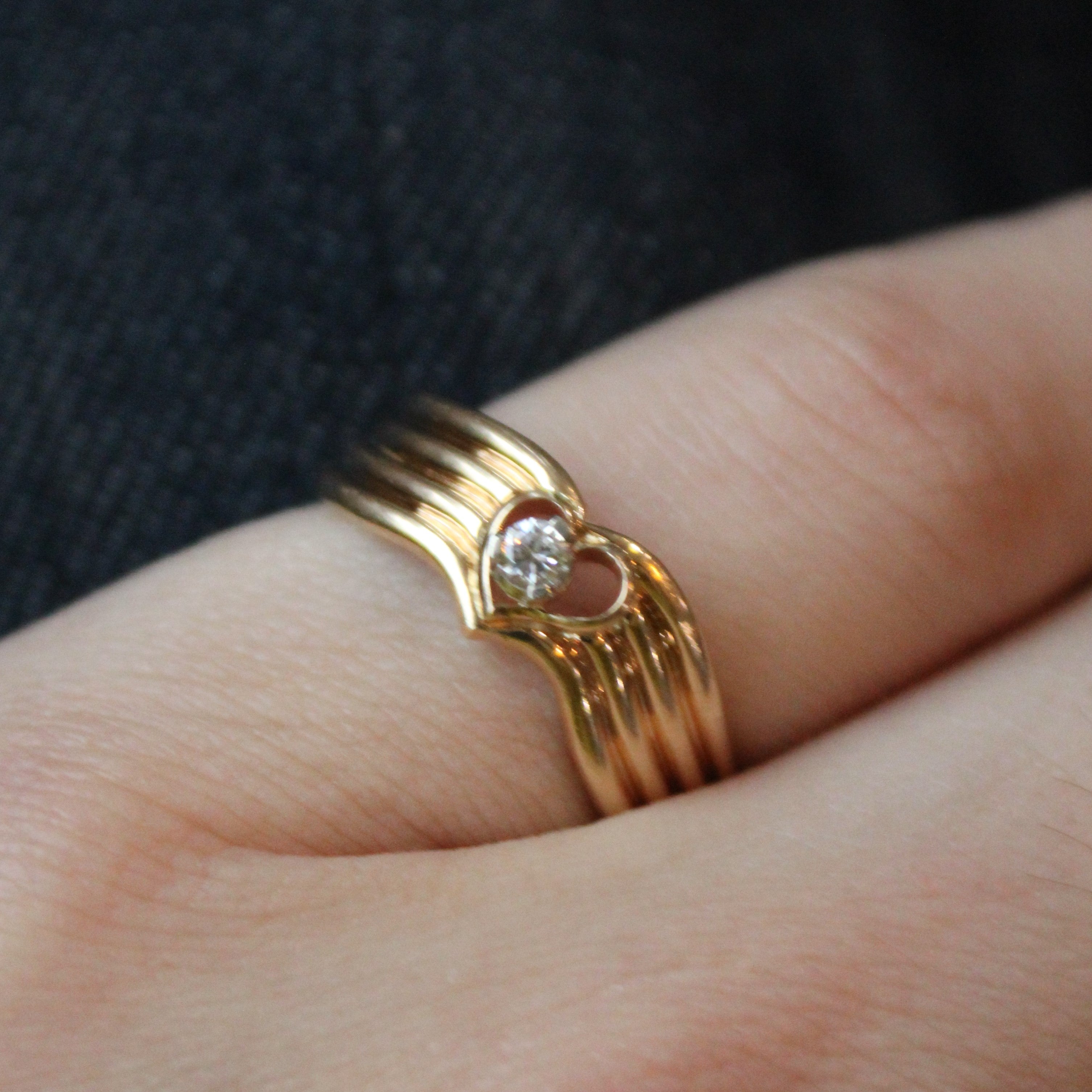 Bague cœur en diamant « Birks » | 0,07 ct | Taille 6,5 | 